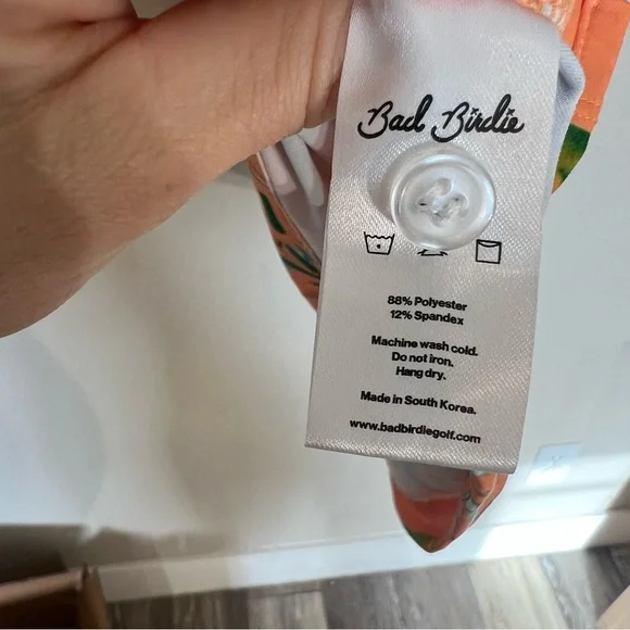 Bad Birdie Hotel California golf polo palm trees orange blue size large - Picture 12 of 12